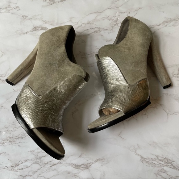 Alexander Wang Luisa Silver Suede Open Peep Toe High Heels 38 - Picture 3 of 9